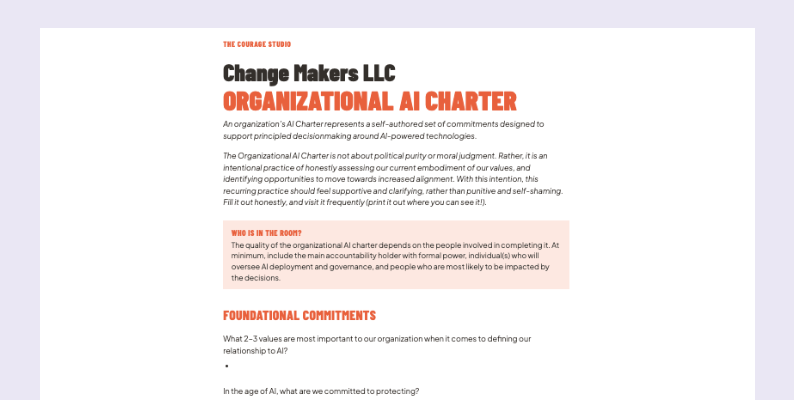 Page one of the Organizational AI Charter template