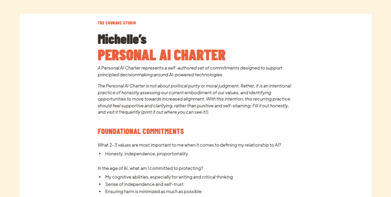 Page one of the Personal AI Charter template